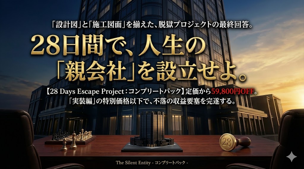 【28日間脱獄プロジェクト】コンプリートパック：全行程の「設計図」と「施工図面」